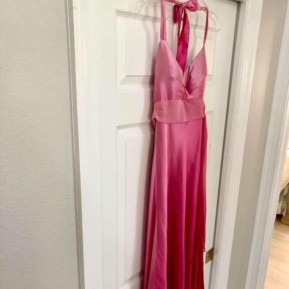 Cache Pink Ombré Satin Silk Halter Gown Dress - Picture 15 of 16